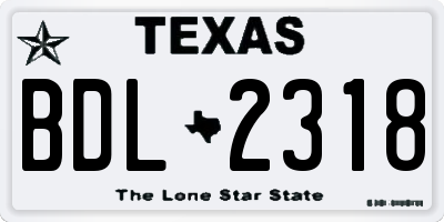 TX license plate BDL2318