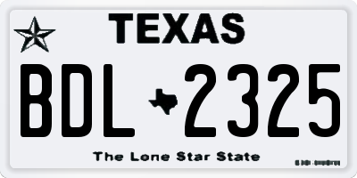 TX license plate BDL2325