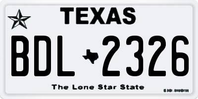 TX license plate BDL2326