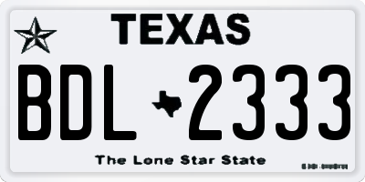 TX license plate BDL2333