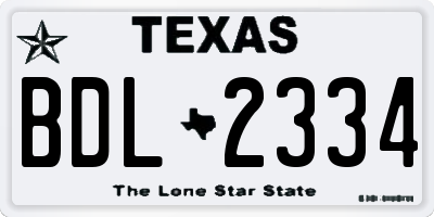 TX license plate BDL2334