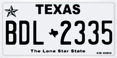 TX license plate BDL2335