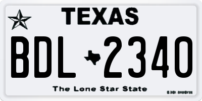 TX license plate BDL2340