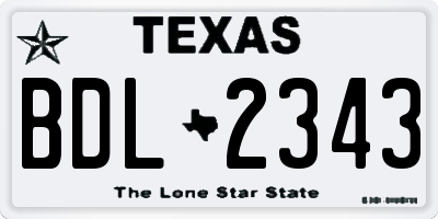 TX license plate BDL2343