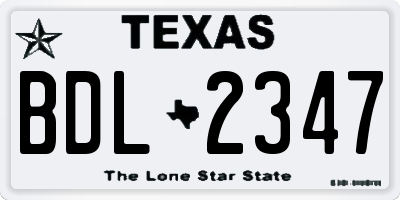 TX license plate BDL2347
