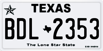 TX license plate BDL2353
