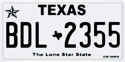 TX license plate BDL2355