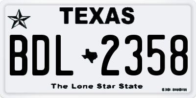 TX license plate BDL2358