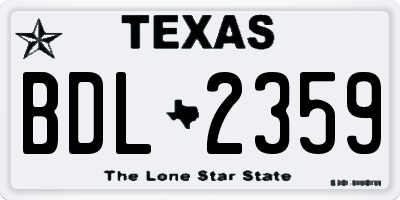 TX license plate BDL2359