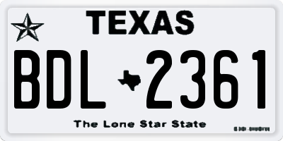 TX license plate BDL2361