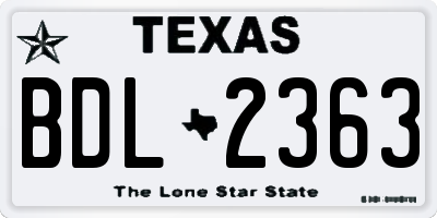 TX license plate BDL2363