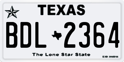 TX license plate BDL2364