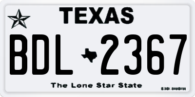 TX license plate BDL2367