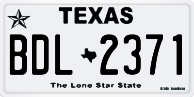 TX license plate BDL2371