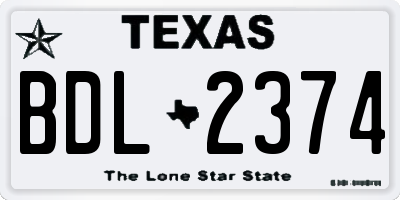 TX license plate BDL2374