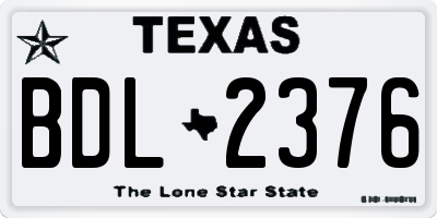 TX license plate BDL2376