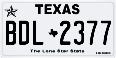 TX license plate BDL2377
