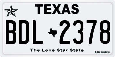 TX license plate BDL2378