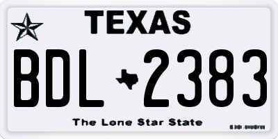 TX license plate BDL2383