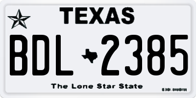 TX license plate BDL2385