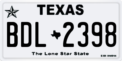 TX license plate BDL2398