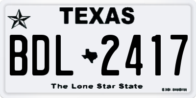 TX license plate BDL2417