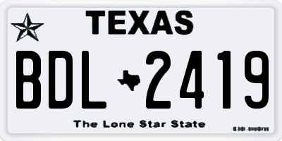 TX license plate BDL2419