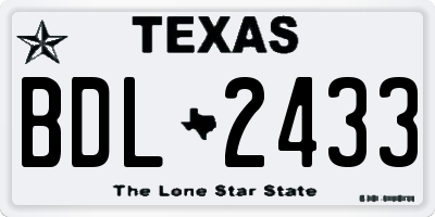TX license plate BDL2433