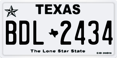 TX license plate BDL2434
