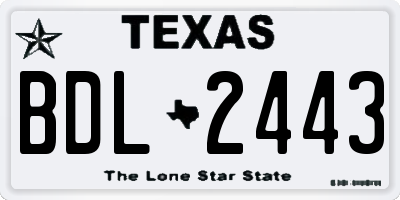 TX license plate BDL2443
