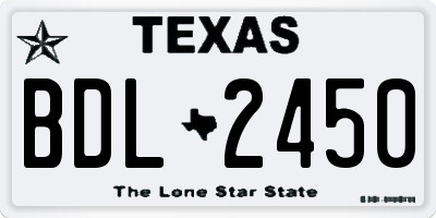 TX license plate BDL2450