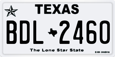 TX license plate BDL2460