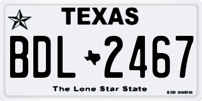 TX license plate BDL2467
