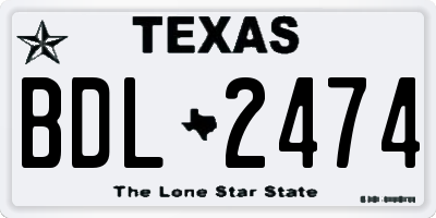 TX license plate BDL2474