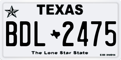 TX license plate BDL2475