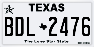TX license plate BDL2476