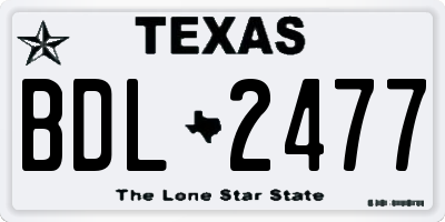 TX license plate BDL2477