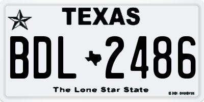 TX license plate BDL2486