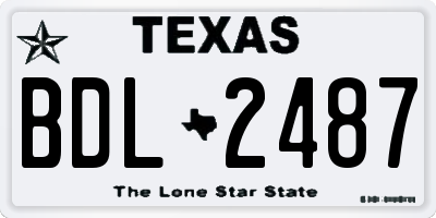 TX license plate BDL2487