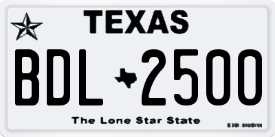 TX license plate BDL2500