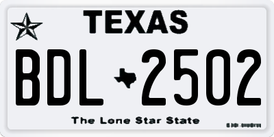 TX license plate BDL2502