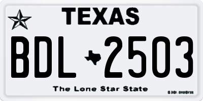 TX license plate BDL2503