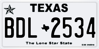 TX license plate BDL2534
