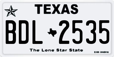 TX license plate BDL2535