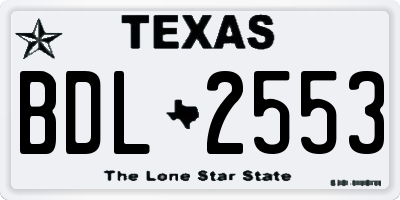 TX license plate BDL2553