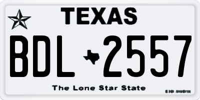 TX license plate BDL2557