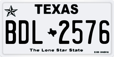 TX license plate BDL2576