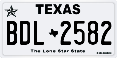 TX license plate BDL2582