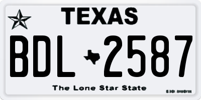TX license plate BDL2587