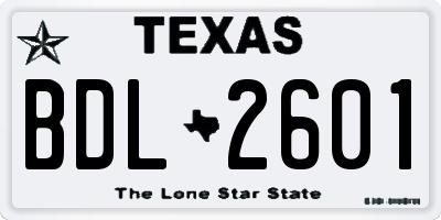 TX license plate BDL2601